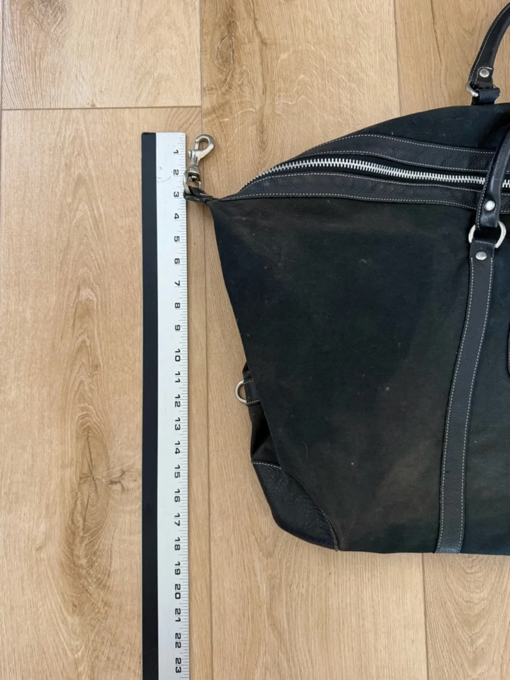 Vintage Large Ghurka Original Collection Black Twill Leather Luggage Duffle Bag